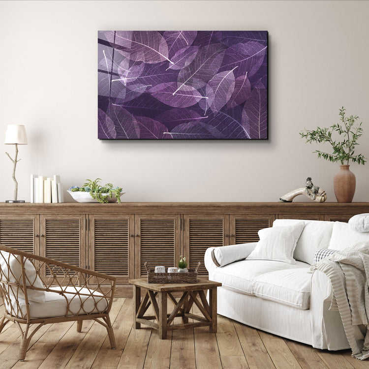 ・"Purple Leaf"・Glass Wall Art | Artdesigna Glass Printing Wall Arts.