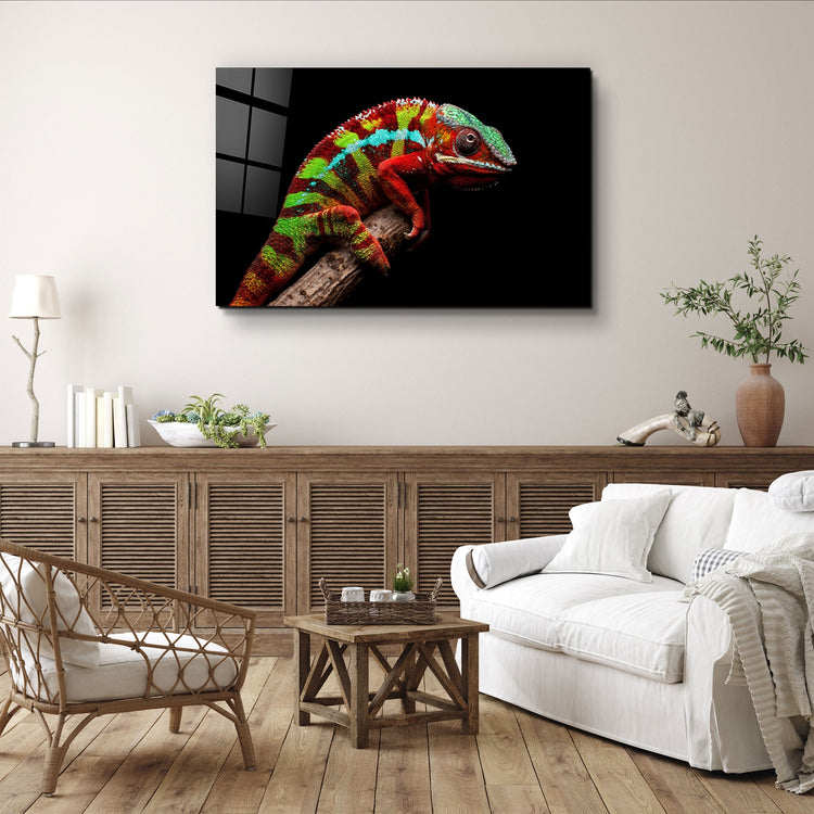 ・"Chameleon"・Glass Wall Art | Artdesigna Glass Printing Wall Arts.