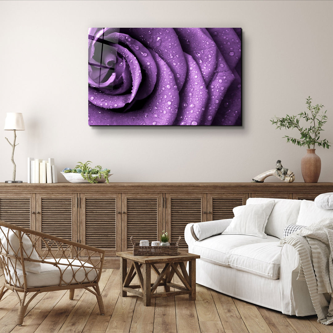 ・"Purple Rose"・Glass Wall Art | Artdesigna Glass Printing Wall Arts.