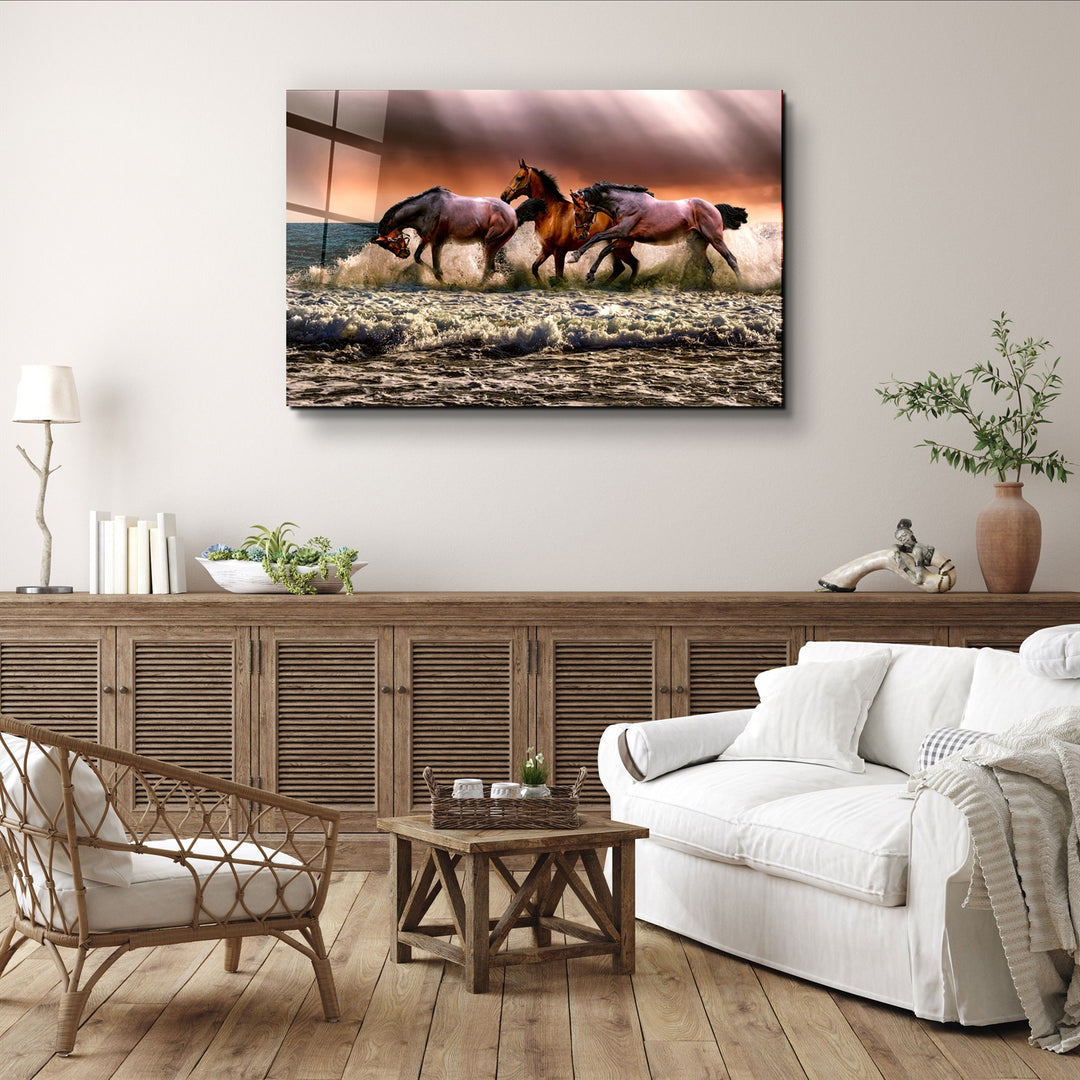 ・"Horses"・Glass Wall Art | Artdesigna Glass Printing Wall Arts.