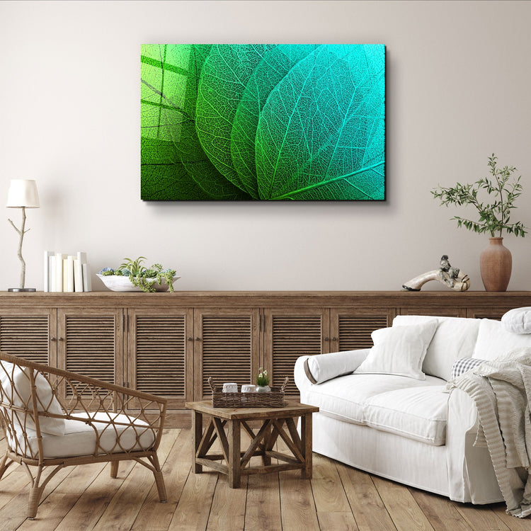 ・"Green Leaf 2"・Glass Wall Art | Artdesigna Glass Printing Wall Arts.