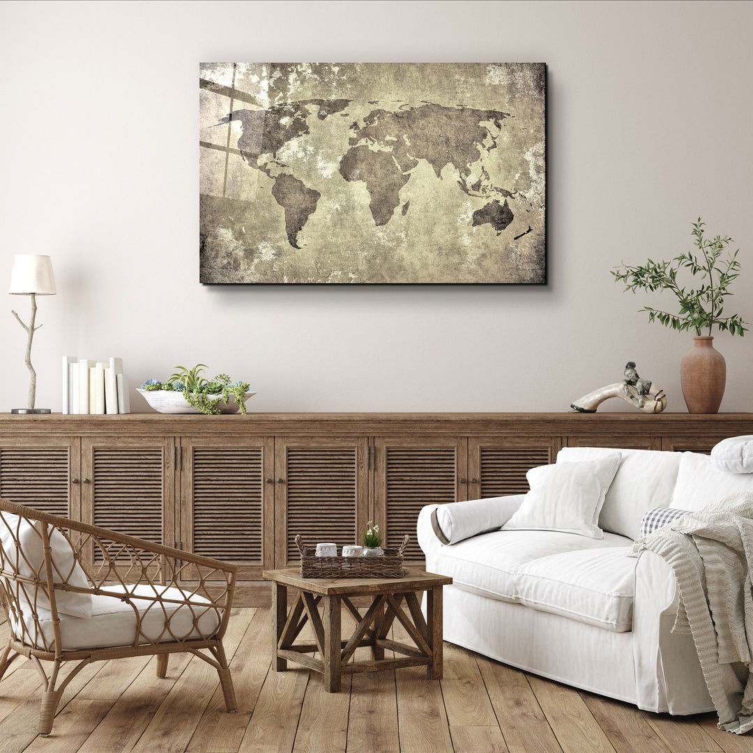 ・"World Map"・Glass Wall Art | Artdesigna Glass Printing Wall Arts.