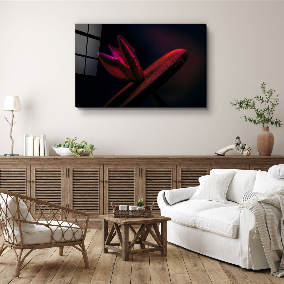 ・"Red Leaf"・Glass Wall Art | Artdesigna Glass Printing Wall Arts.