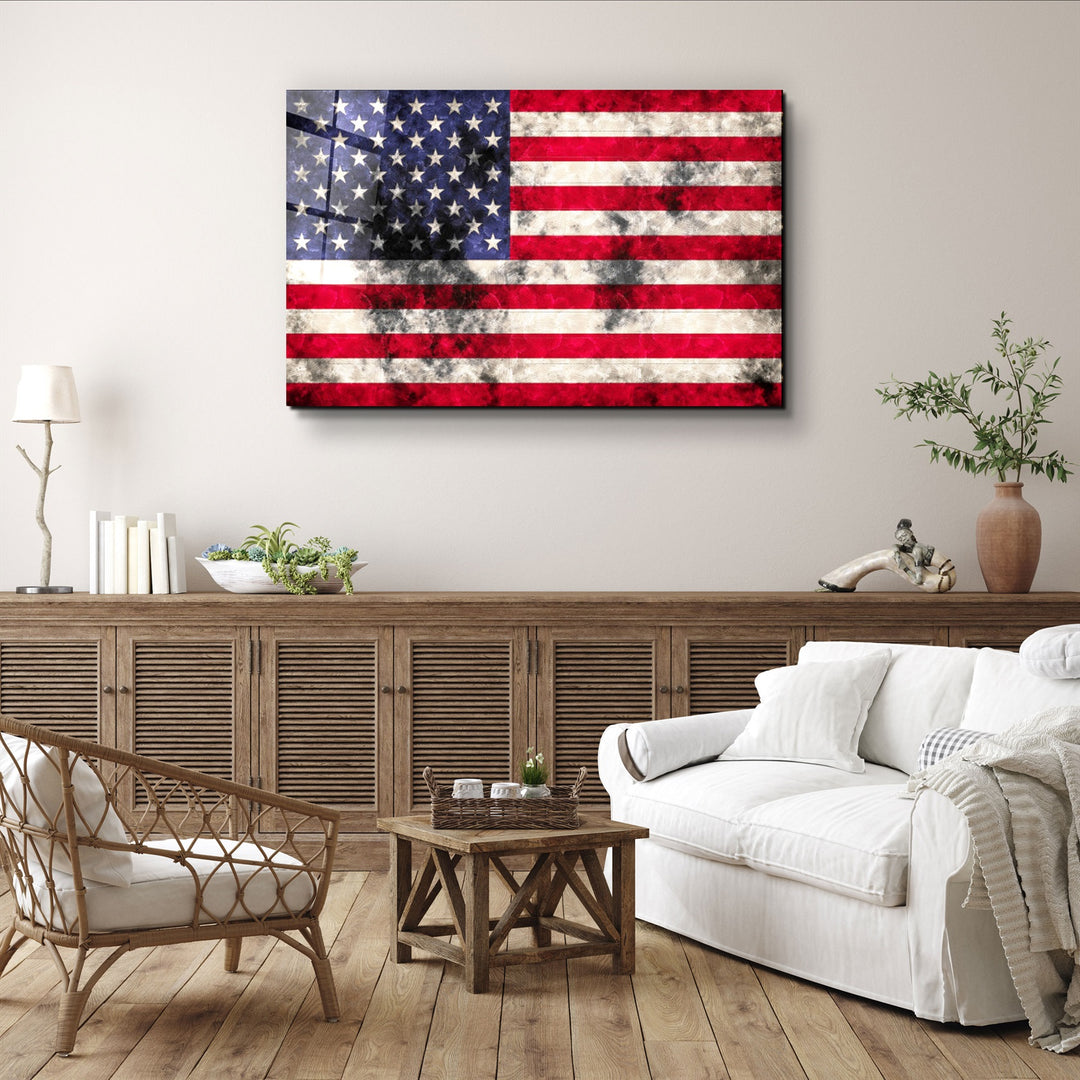 ・"Flag of the U.S."・Glass Wall Art | Artdesigna Glass Printing Wall Arts.