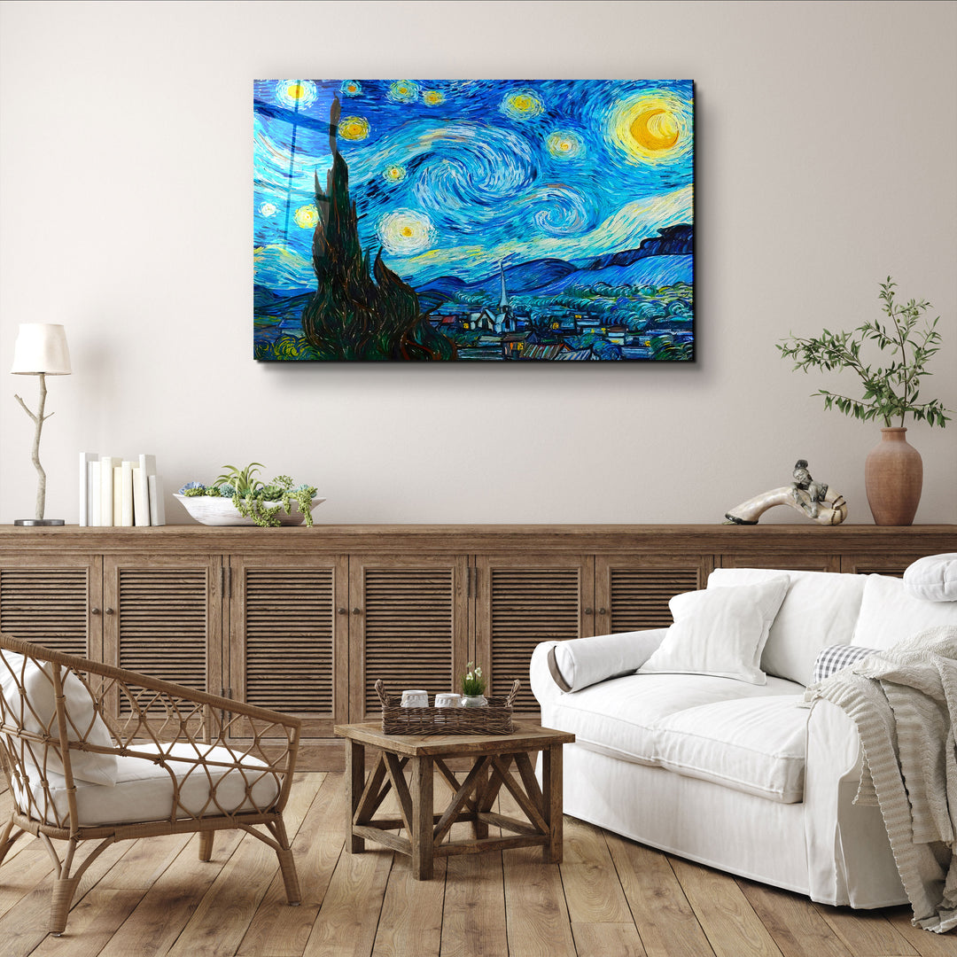 ・"Van Gogh The Starry Night"・Glass Wall Art