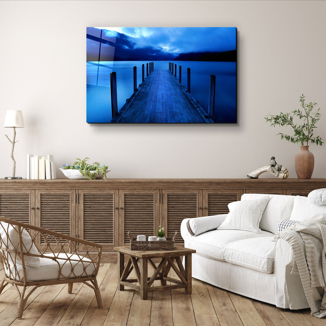 ・"Blue Dock"・Glass Wall Art | Artdesigna Glass Printing Wall Arts.