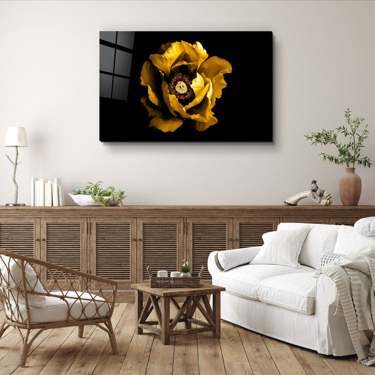 ・"Yellow Rose 2"・Glass Wall Art | Artdesigna Glass Printing Wall Arts.