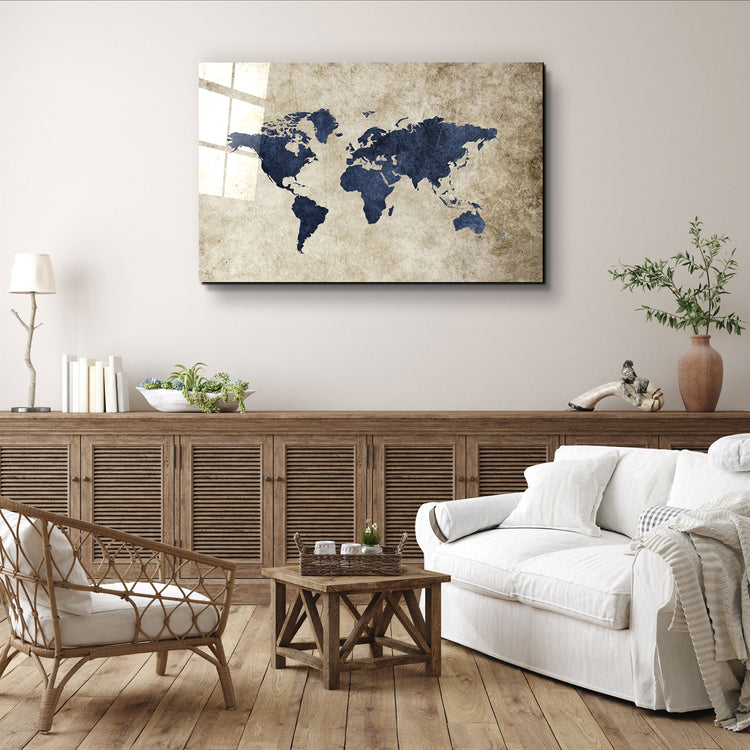 ・"World Map"・Glass Wall Art | Artdesigna Glass Printing Wall Arts.