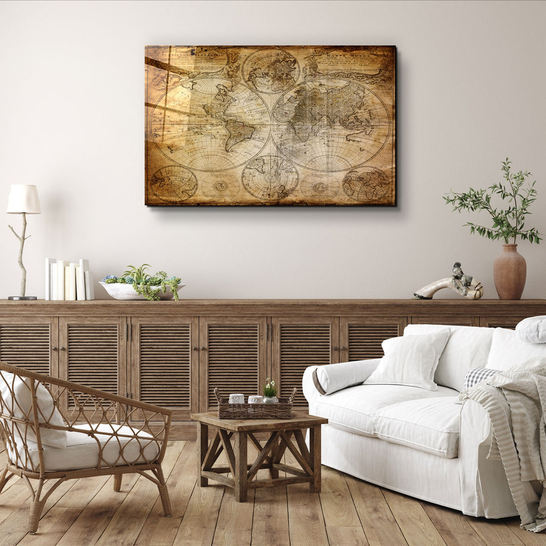 ・"The Old Map"・Glass Wall Art | Artdesigna Glass Printing Wall Arts.