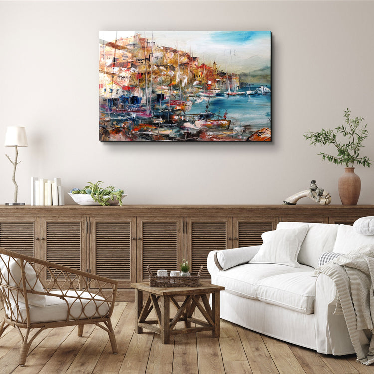 ・"Coastal Town"・Glass Wall Art | Artdesigna Glass Printing Wall Arts.