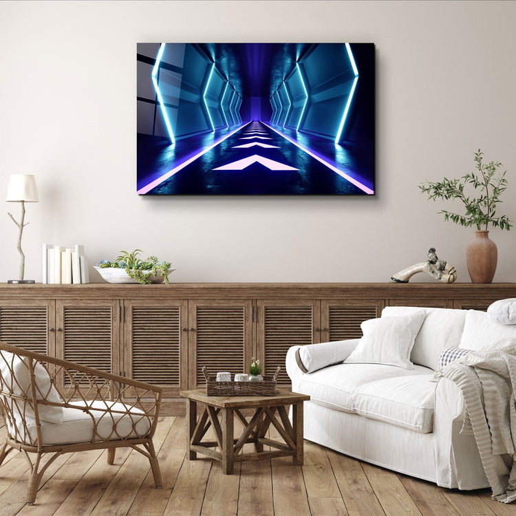 ・"Neon Spacecraft"・Glass Wall Art | Artdesigna Glass Printing Wall Arts.