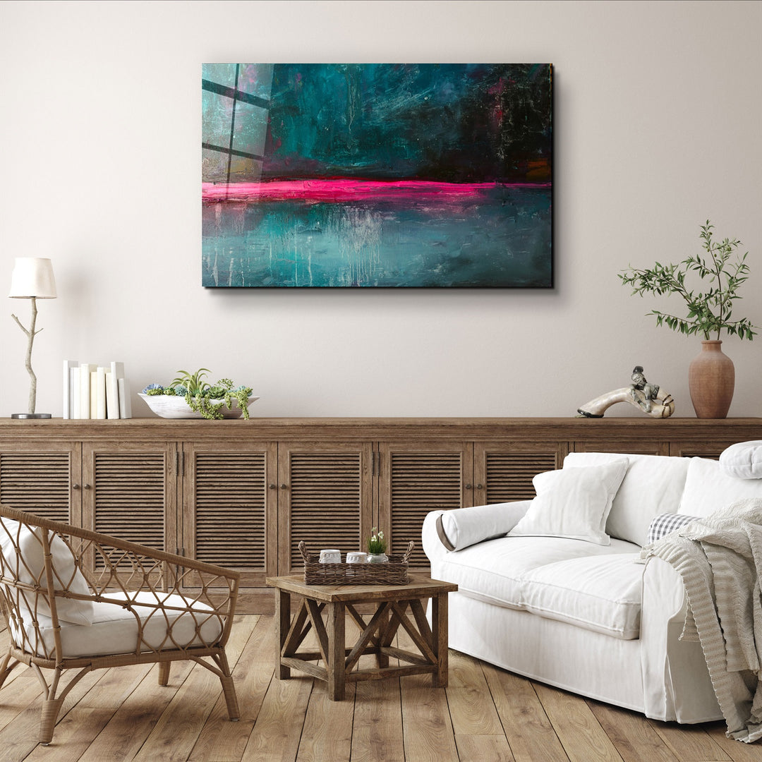 ・"Pink Horizon Abstract"・Glass Wall Art | Artdesigna Glass Printing Wall Arts.