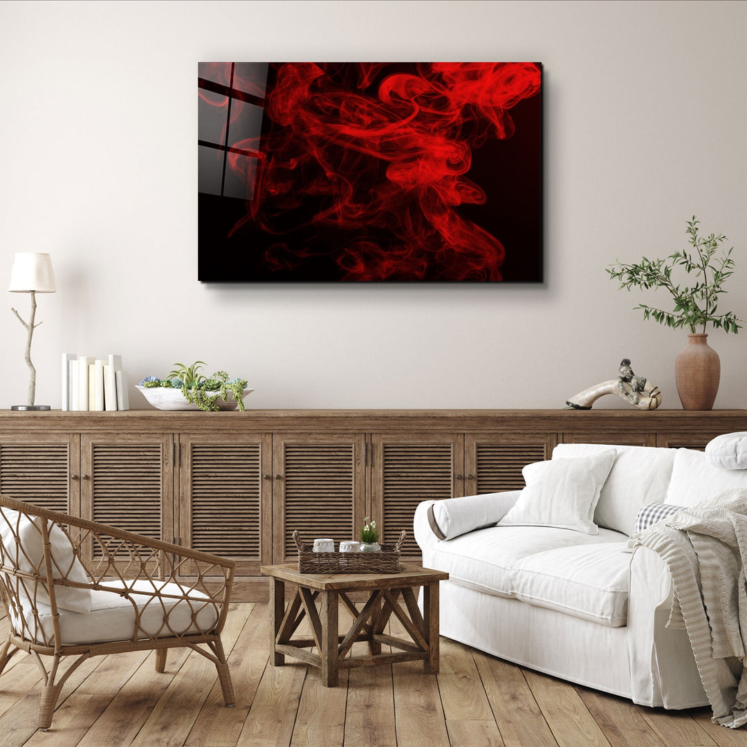 ・"Red Smoke2"・Glass Wall Art | Artdesigna Glass Printing Wall Arts.