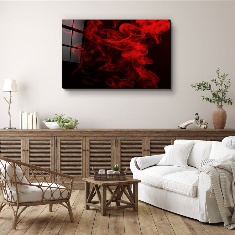 ・"Red Smoke2"・Glass Wall Art | Artdesigna Glass Printing Wall Arts.