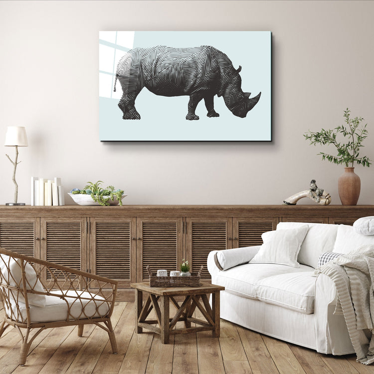 ・"Rhino"・Glass Wall Art | Artdesigna Glass Printing Wall Arts.