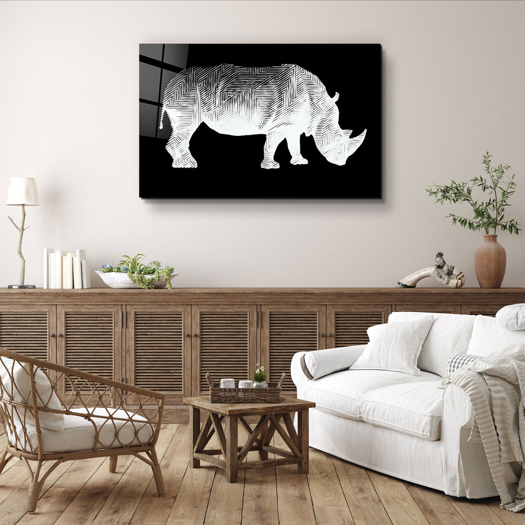 ・"Rhino Black"・Glass Wall Art | Artdesigna Glass Printing Wall Arts.