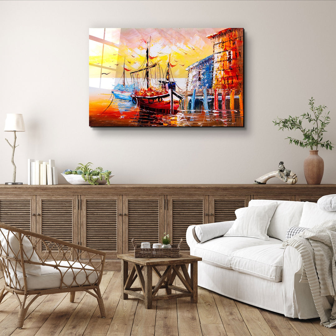 ・"The Boat Painting"・Glass Wall Art | Artdesigna Glass Printing Wall Arts.