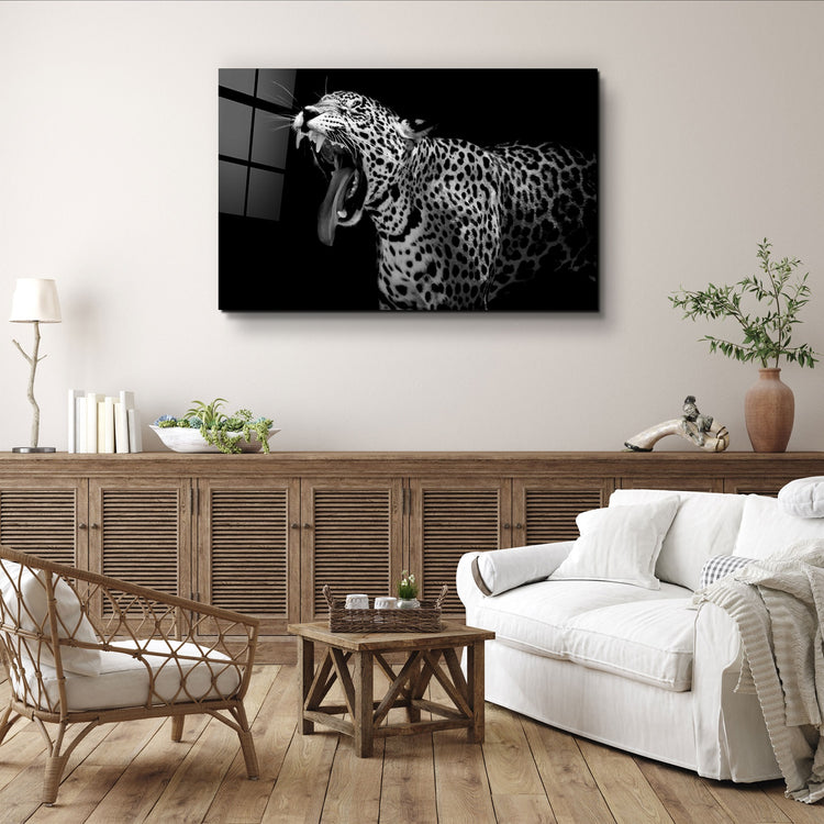 ・"Leopard Yawn"・Glass Wall Art | Artdesigna Glass Printing Wall Arts.