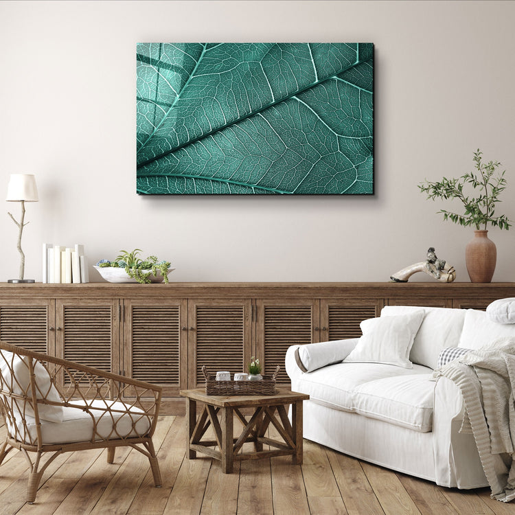 ・"Green Leaf 4"・Glass Wall Art | Artdesigna Glass Printing Wall Arts.