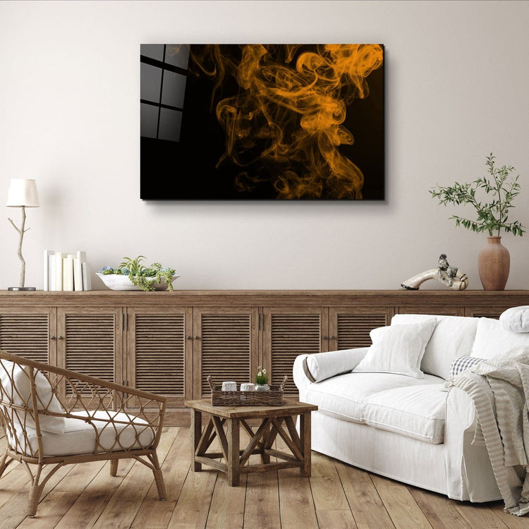 ・"Orange Smoke"・Glass Wall Art | Artdesigna Glass Printing Wall Arts.