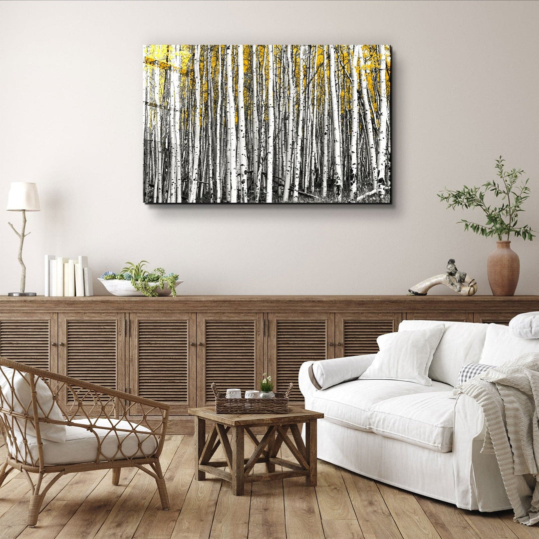 ・"Abstract White Trees"・Glass Wall Art | Artdesigna Glass Printing Wall Arts.