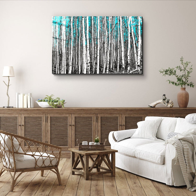 ・"Abstract White Trees V2"・Glass Wall Art | Artdesigna Glass Printing Wall Arts.