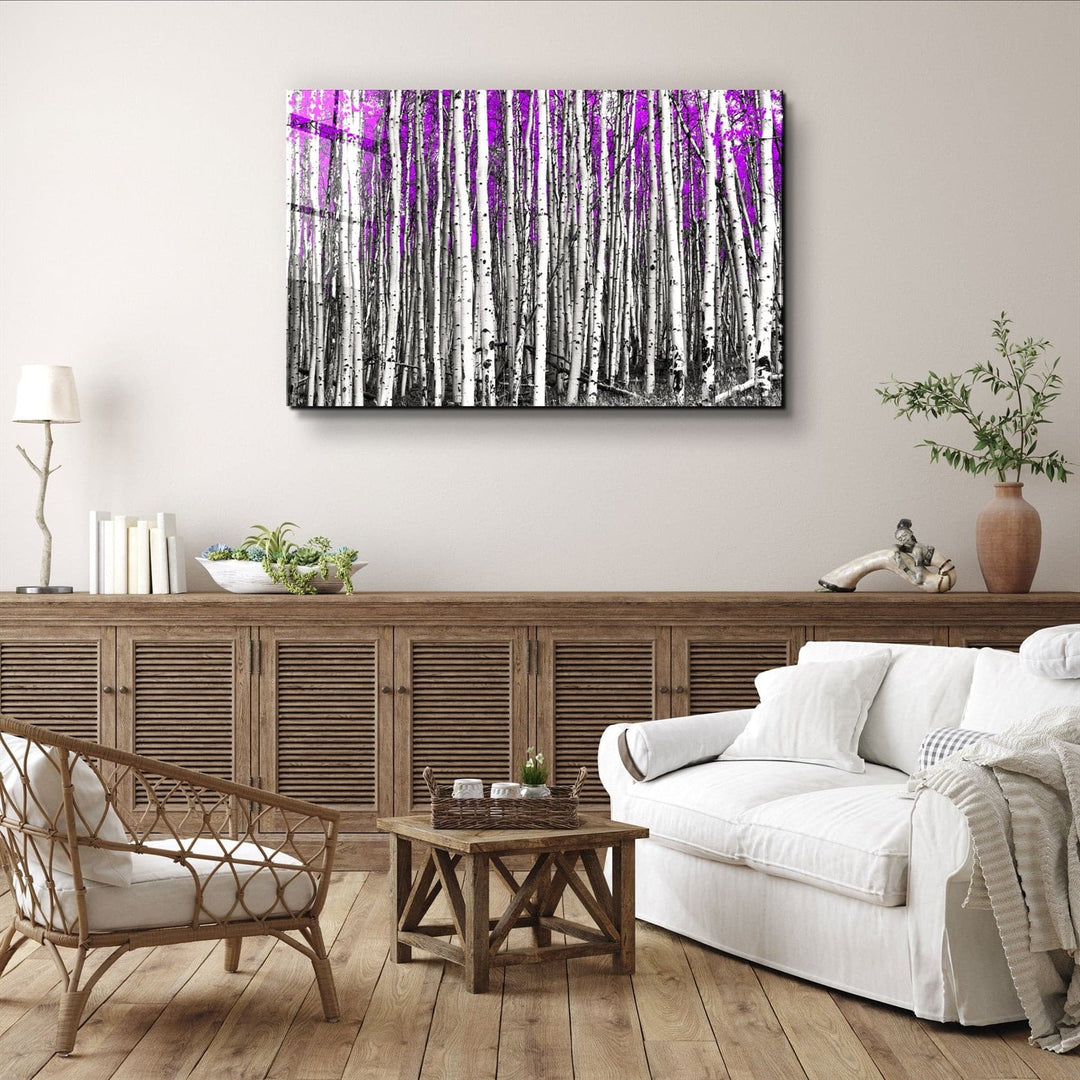 ・"Abstract White Trees V3"・Glass Wall Art | Artdesigna Glass Printing Wall Arts.