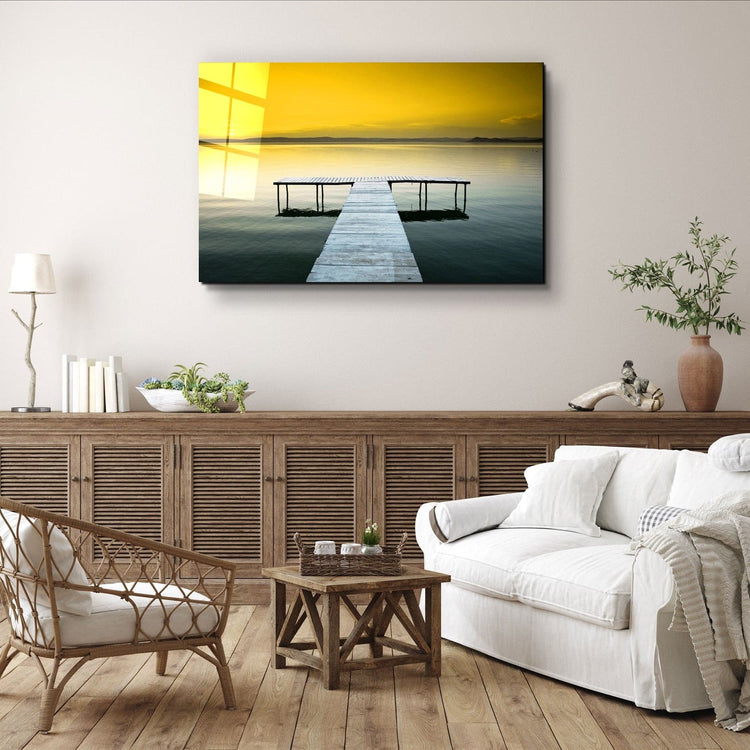 ・"Sunset on the Pier"・Glass Wall Art | Artdesigna Glass Printing Wall Arts.