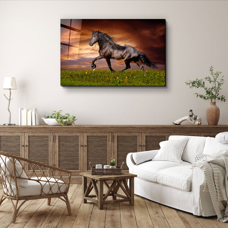 ・"Horse in the Wind"・Glass Wall Art | Artdesigna Glass Printing Wall Arts.