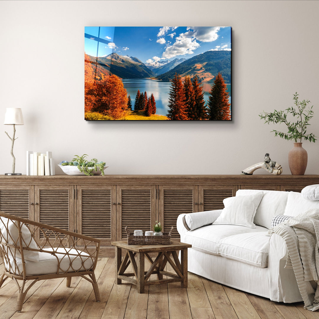 ・"Lake and Mountain Landscape"・Glass Wall Art | Artdesigna Glass Printing Wall Arts.