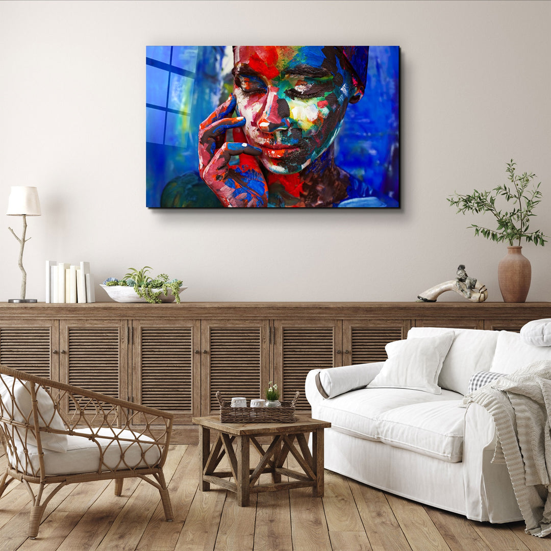 ・"Abstract Colors Woman Portrait"・Glass Wall Art | Artdesigna Glass Printing Wall Arts.