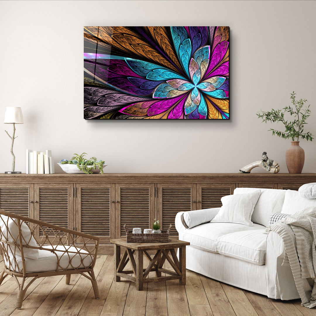 ・"Neon Colored Leaves"・Glass Wall Art | Artdesigna Glass Printing Wall Arts.