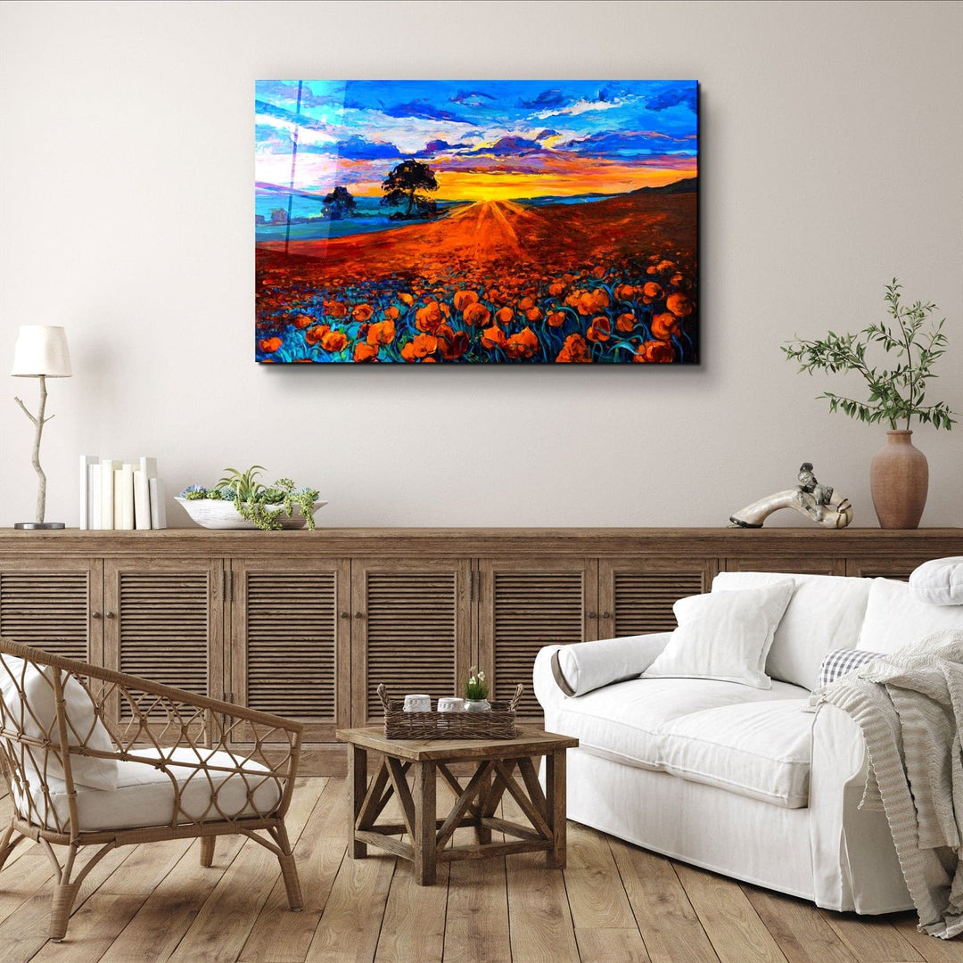 ・"Oil Sunset"・Glass Wall Art | Artdesigna Glass Printing Wall Arts.