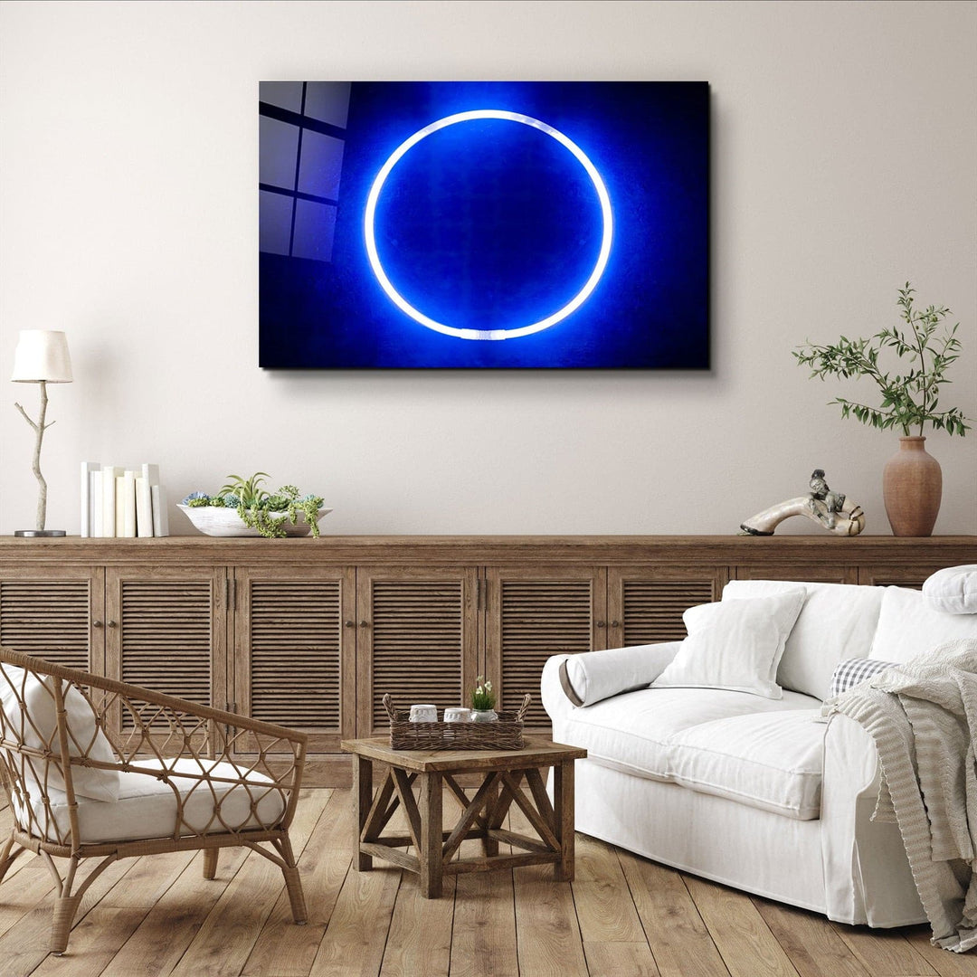 ・"Blue Circle Light"・Glass Wall Art | Artdesigna Glass Printing Wall Arts.