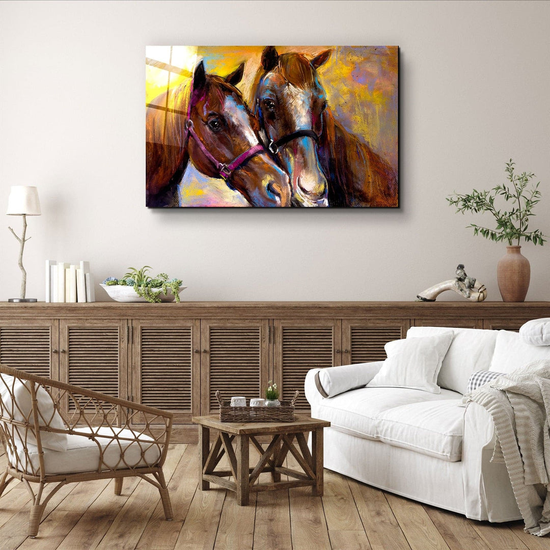 ・"Horse Love V2"・Glass Wall Art | Artdesigna Glass Printing Wall Arts.