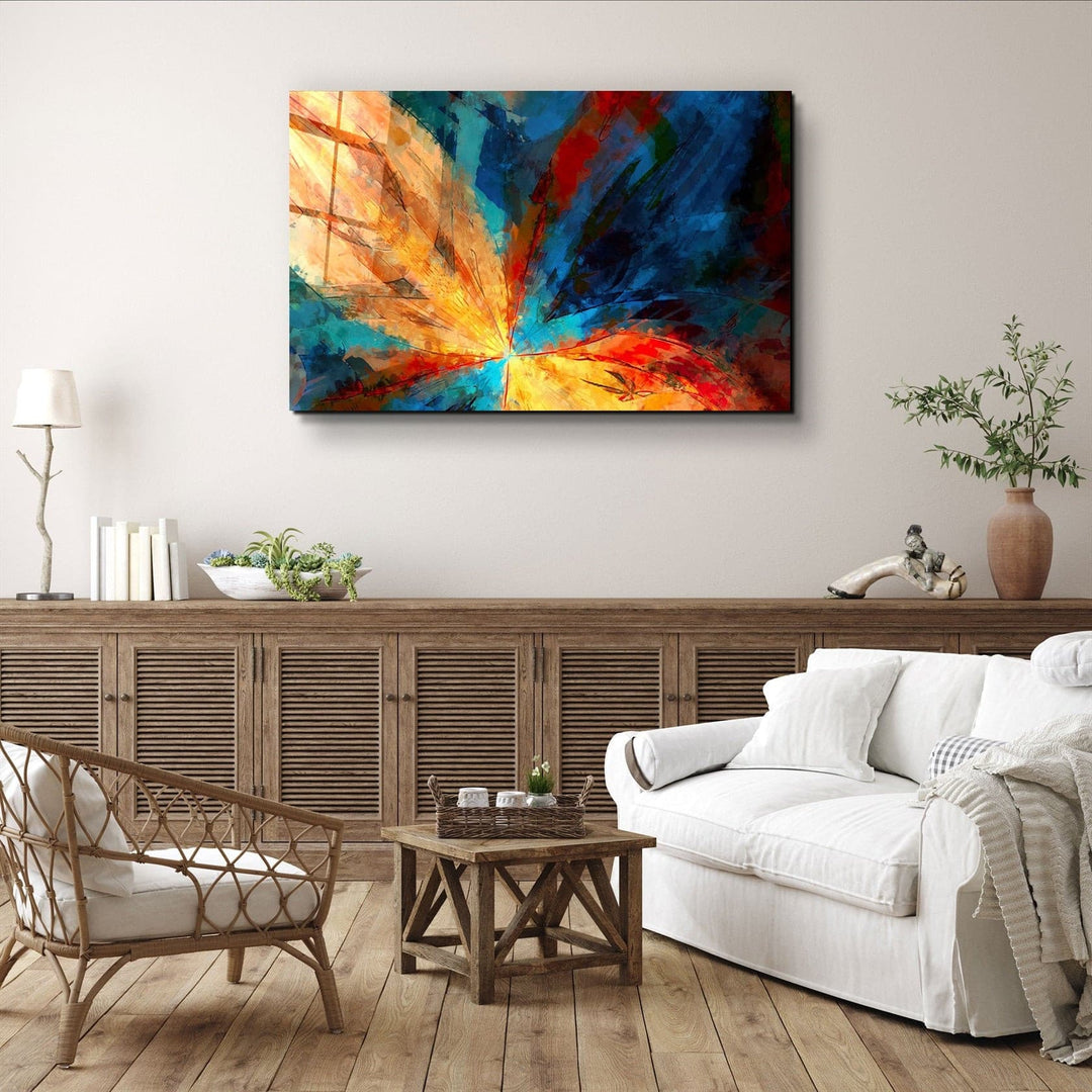 ・"Abstract Colorful Leaves"・Glass Wall Art | Artdesigna Glass Printing Wall Arts.