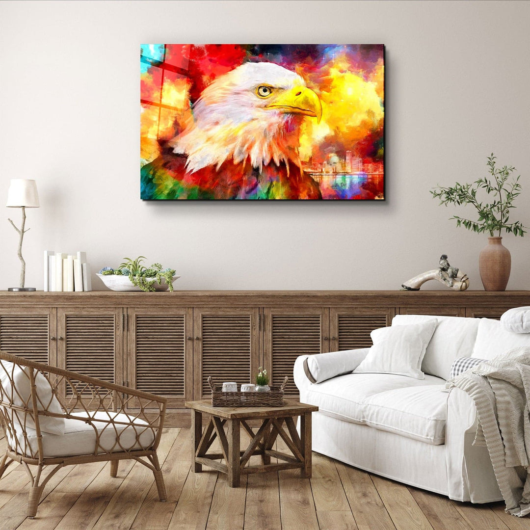 ・"Abstract Colorful Eagle"・Glass Wall Art | Artdesigna Glass Printing Wall Arts.