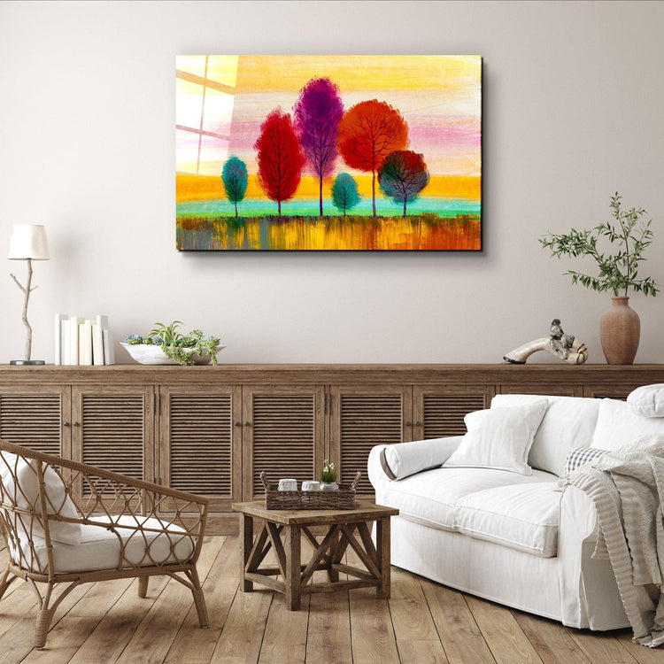 ・"Abstract Colorful Trees"・Glass Wall Art | Artdesigna Glass Printing Wall Arts.