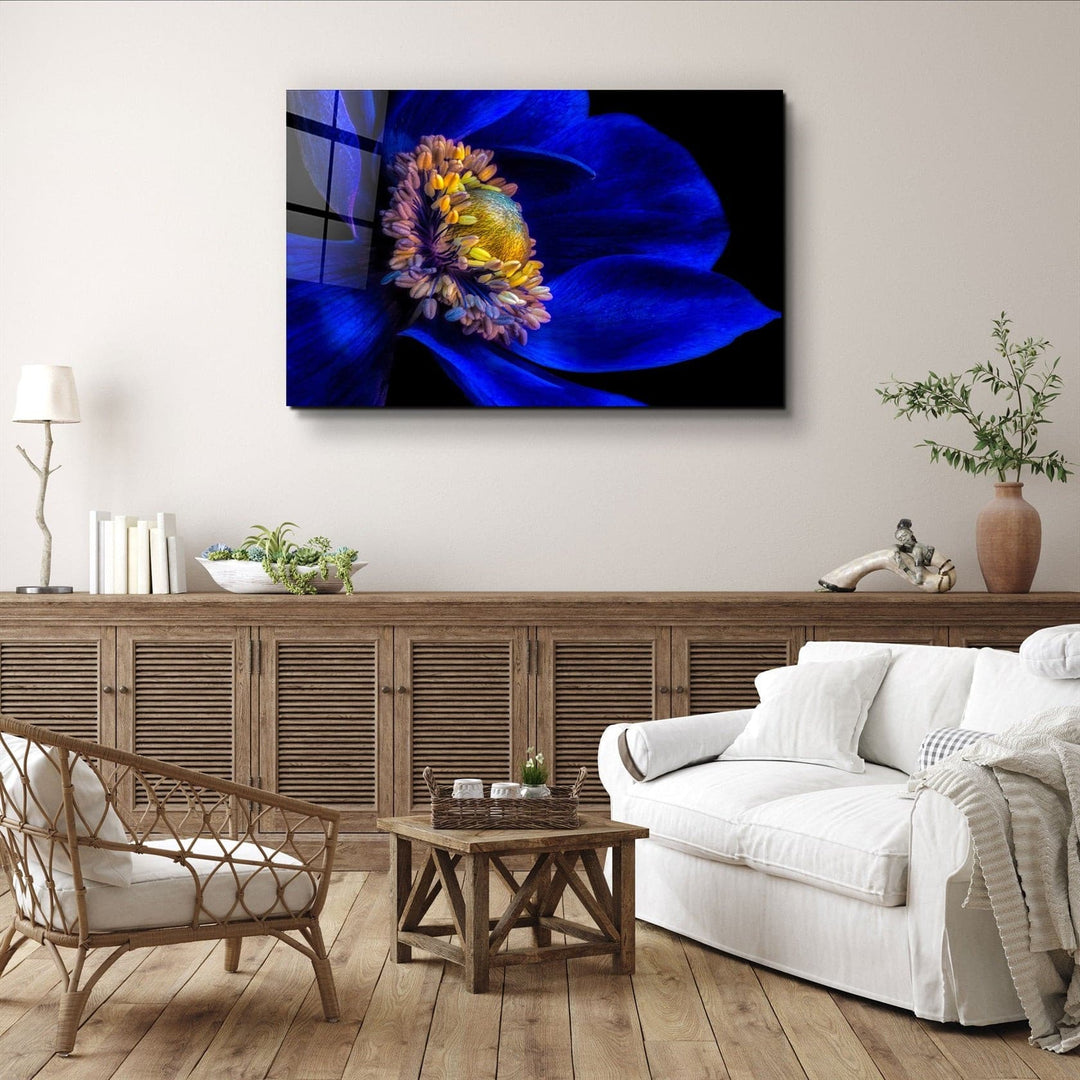 ・"Blue Flower2"・Glass Wall Art | Artdesigna Glass Printing Wall Arts.