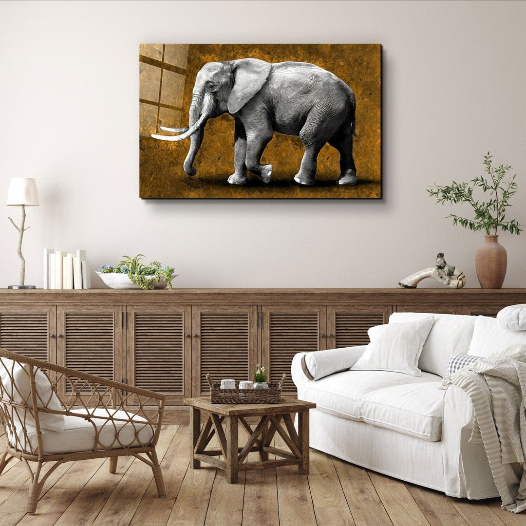 ・"Elephant Brown"・Glass Wall Art | Artdesigna Glass Printing Wall Arts.