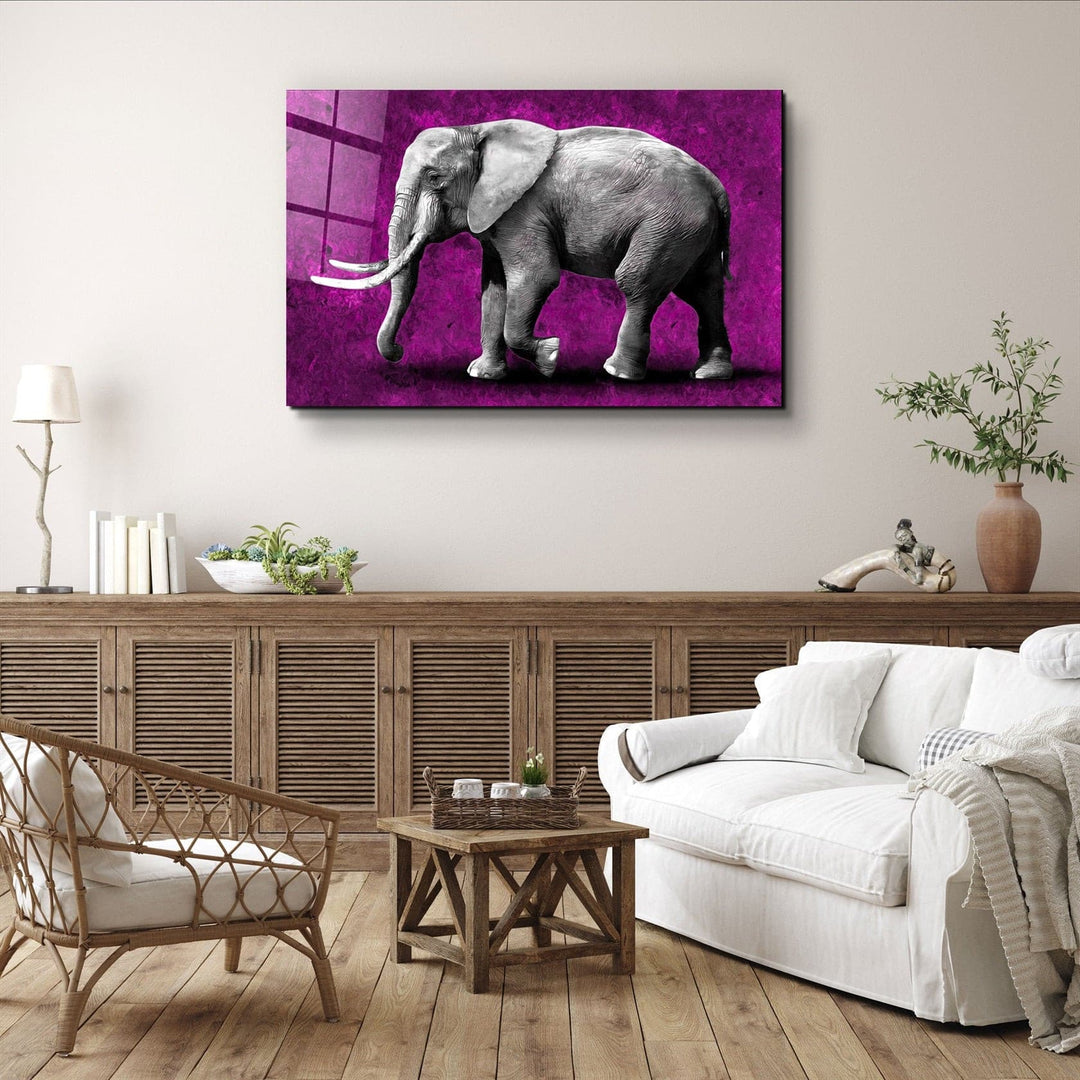 ・"Elephant Purple"・Glass Wall Art | Artdesigna Glass Printing Wall Arts.