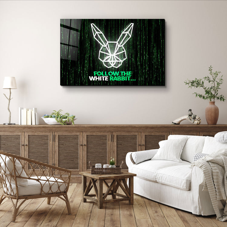 ・"Follow the Rabbit"・Glass Wall Art | Artdesigna Glass Printing Wall Arts.