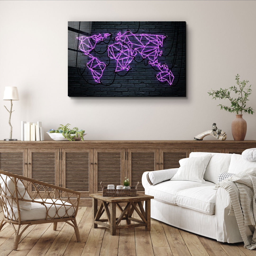 ・"World Map"・Glass Wall Art | Artdesigna Glass Printing Wall Arts.