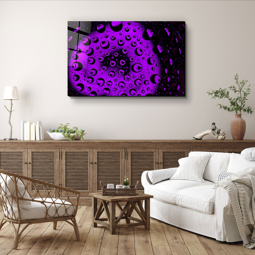 ・"Water Drops - Purple Heart"・Glass Wall Art | Artdesigna Glass Printing Wall Arts.