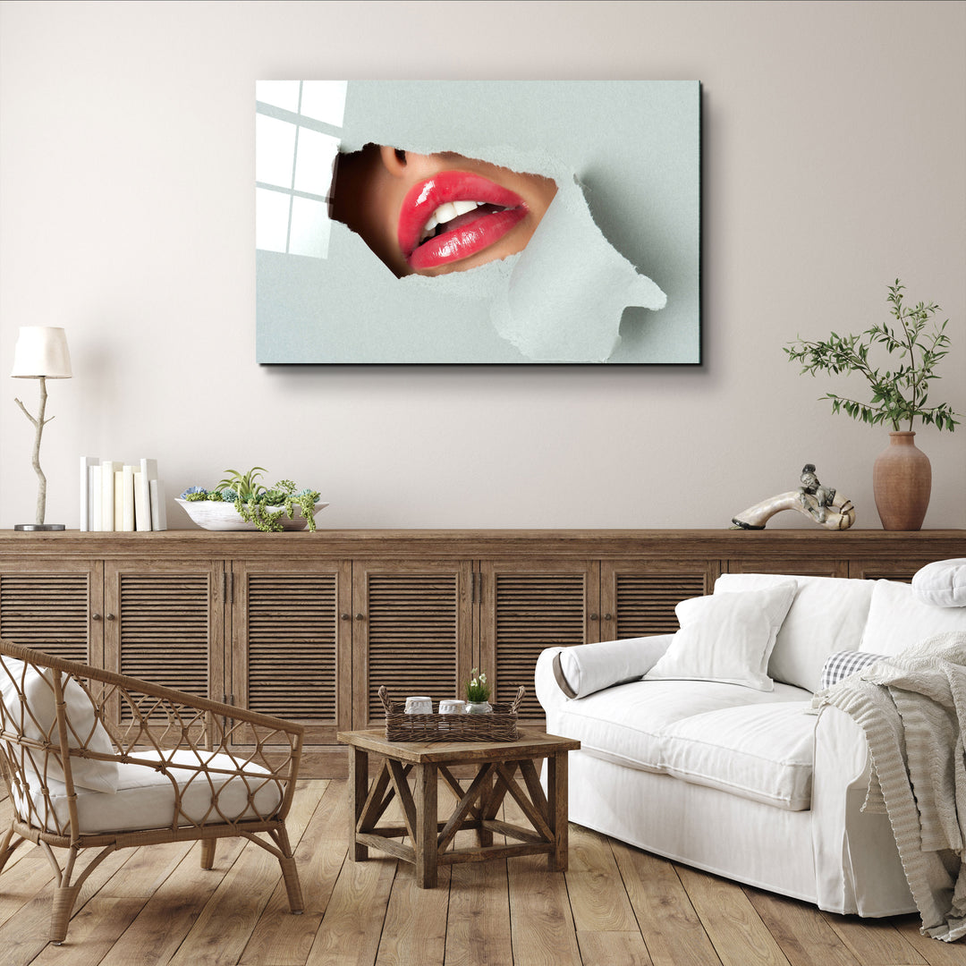 ・"Red Lips"・Designer's Collection Glass Wall Art