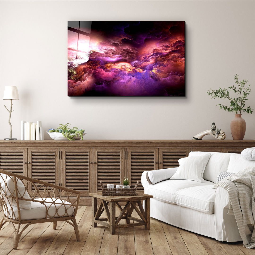 ・"Mystic Sky Purple Tones"・ Glass Wall Art