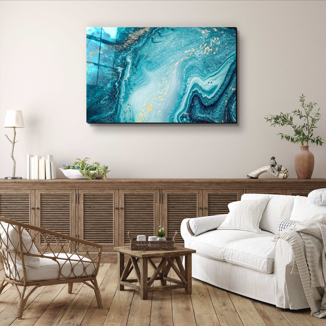 ・"Marble Collection H15 - Ocean"・Glass Wall Art