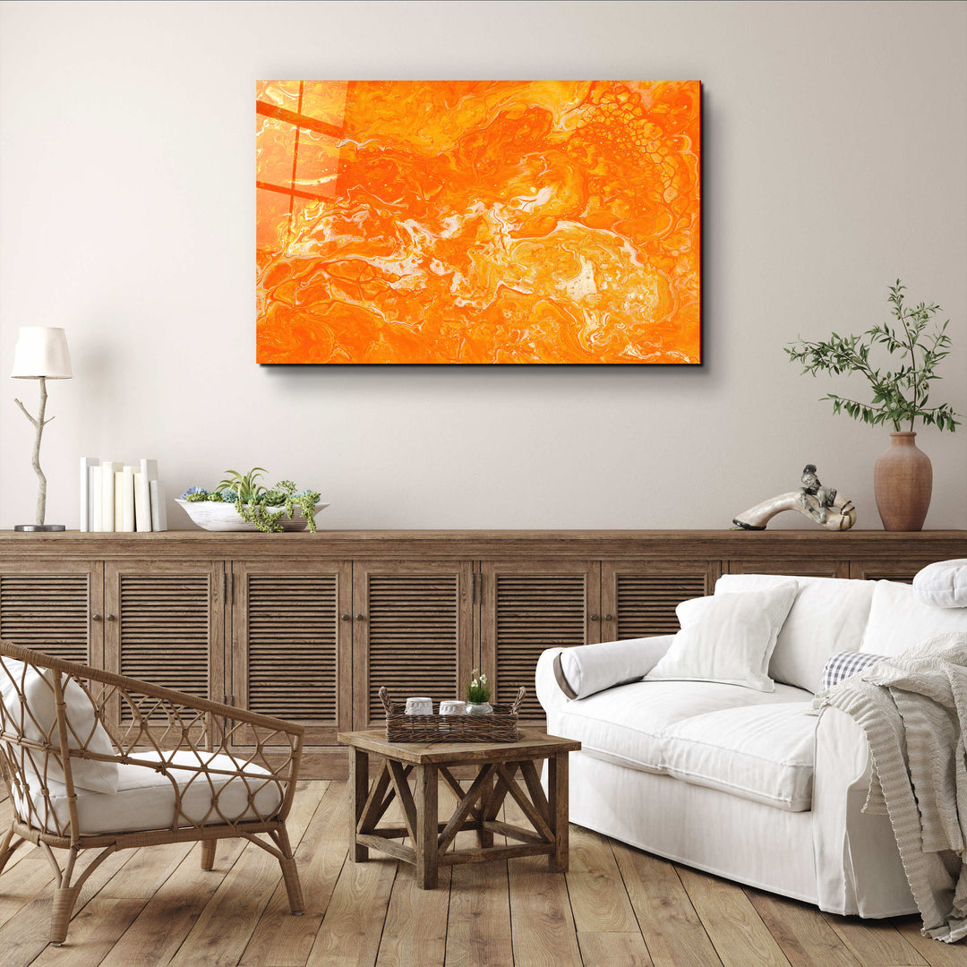 ・"Marble Collection H18 - Orange Juice"・Glass Wall Art