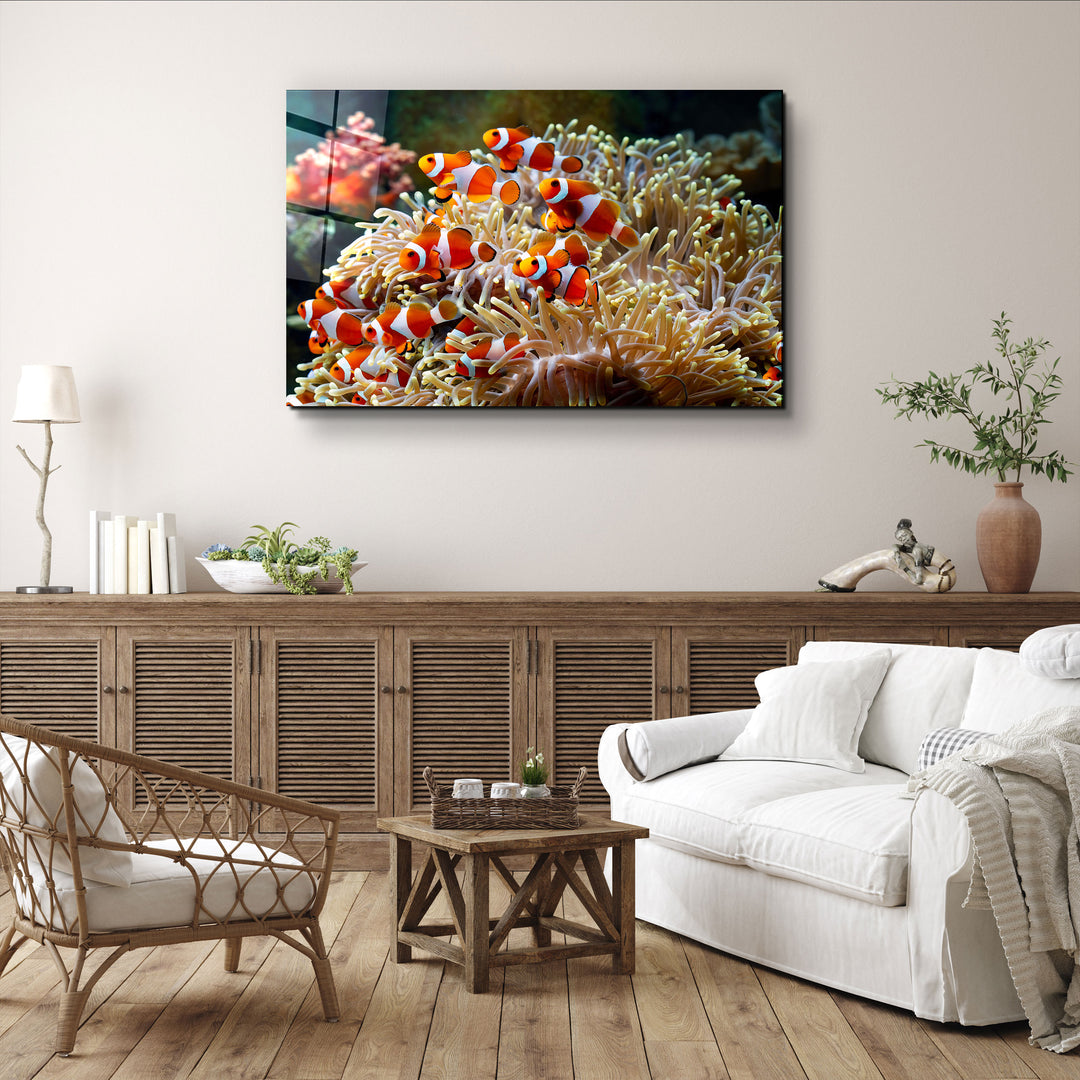 ・"Fishes on Corals"・Glass Wall Art