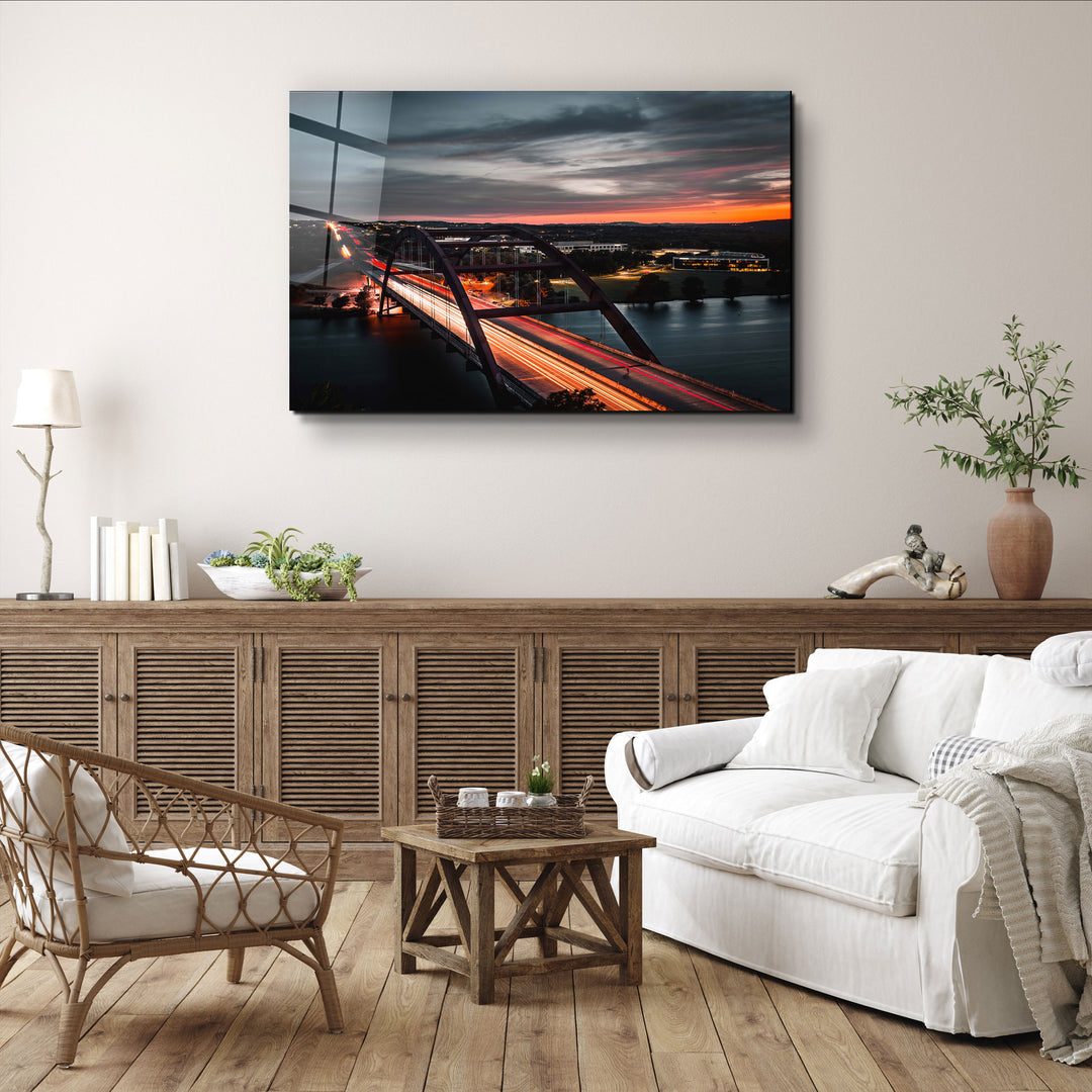 ・"Texas -Bridge Skyline"・Glass Wall Art